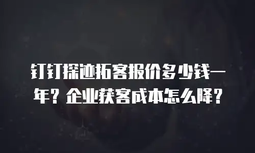 钉钉探迹拓客报价多少钱一年？企业获客成本怎么降？