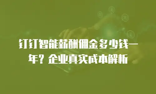 钉钉智能薪酬佣金多少钱一年？企业真实成本解析