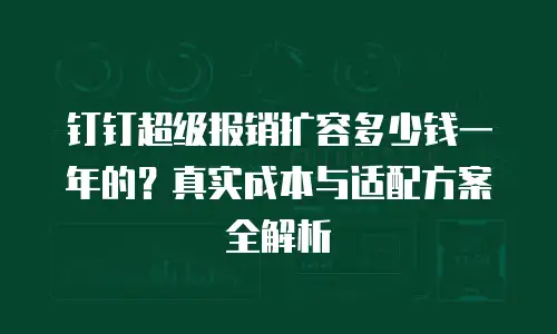 钉钉超级报销扩容多少钱一年的？真实成本与适配方案全解析