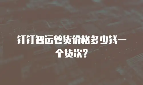 钉钉智运管货价格多少钱一个货次？