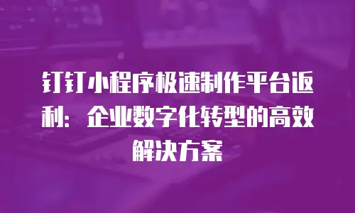 钉钉小程序极速制作平台返利：企业数字化转型的高效解决方案