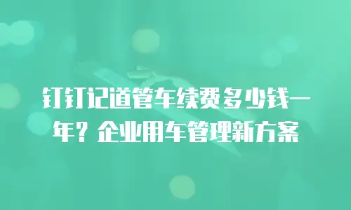 钉钉记道管车续费多少钱一年？企业用车管理新方案