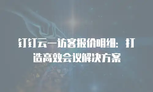钉钉云一访客报价明细：打造高效会议解决方案