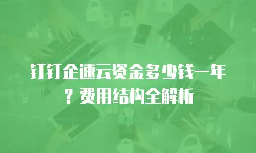 钉钉企速云资金多少钱一年？费用结构全解析