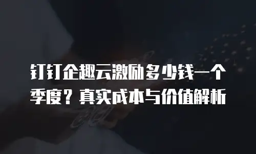 钉钉企趣云激励多少钱一个季度？真实成本与价值解析