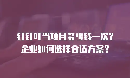 钉钉叮当项目多少钱一次？企业如何选择合适方案？
