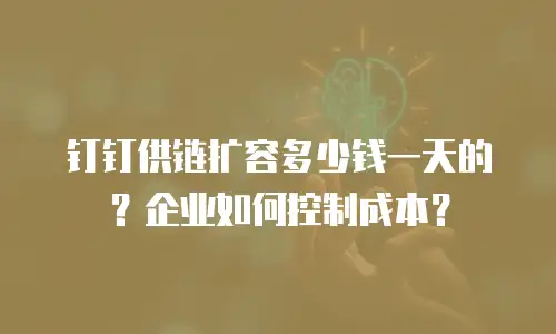 钉钉供链扩容多少钱一天的？企业如何控制成本？