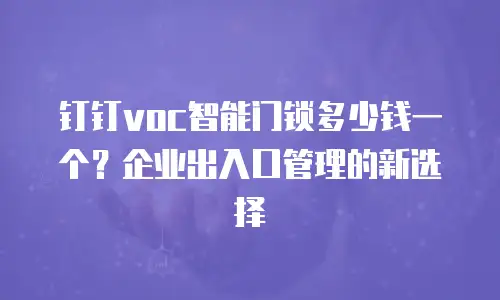 钉钉voc智能门锁多少钱一个？企业出入口管理的新选择