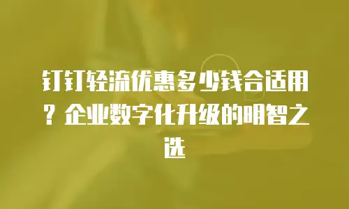 钉钉轻流优惠多少钱合适用？企业数字化升级的明智之选