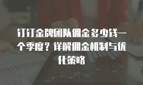 钉钉金牌团队佣金多少钱一个季度？详解佣金机制与优化策略