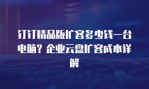 钉钉精品版扩容多少钱一台电脑？企业云盘扩容成本详解