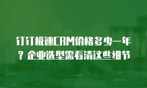 钉钉极速CRM价格多少一年？企业选型需看清这些细节