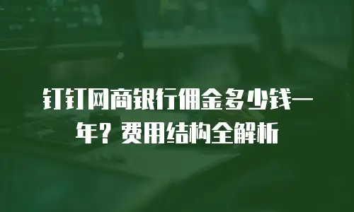 钉钉网商银行佣金多少钱一年？费用结构全解析