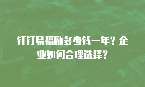 钉钉易福励多少钱一年？企业如何合理选择？