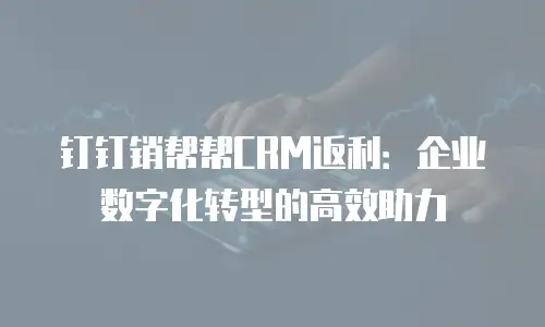 钉钉销帮帮CRM返利：企业数字化转型的高效助力