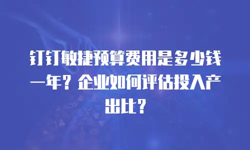 钉钉敏捷预算费用是多少钱一年？企业如何评估投入产出比？