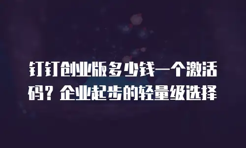 钉钉创业版多少钱一个激活码？企业起步的轻量级选择