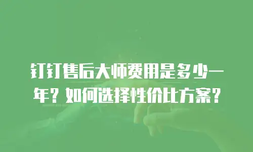 钉钉售后大师费用是多少一年？如何选择性价比方案？