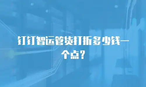 钉钉智运管货打折多少钱一个点？