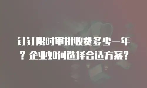 钉钉限时审批收费多少一年？企业如何选择合适方案？