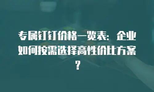 专属钉钉价格一览表：企业如何按需选择高性价比方案？