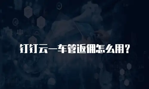 钉钉云一车管返佣怎么用？