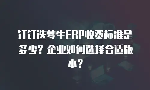钉钉迭梦生ERP收费标准是多少？企业如何选择合适版本？