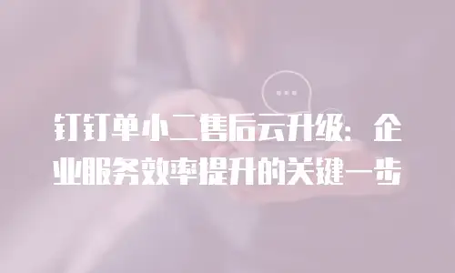 钉钉单小二售后云升级：企业服务效率提升的关键一步