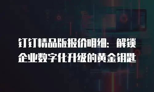 钉钉精品版报价明细：解锁企业数字化升级的黄金钥匙