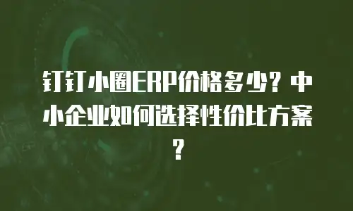 钉钉小圈ERP价格多少？中小企业如何选择性价比方案？