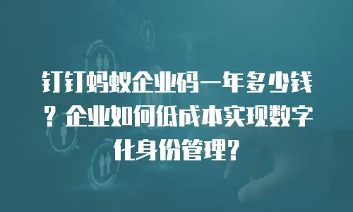 钉钉蚂蚁企业码一年多少钱？企业如何低成本实现数字化身份管理？