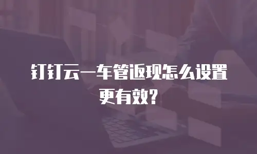 钉钉云一车管返现怎么设置更有效？