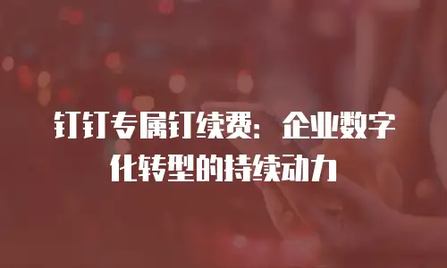 钉钉专属钉续费：企业数字化转型的持续动力