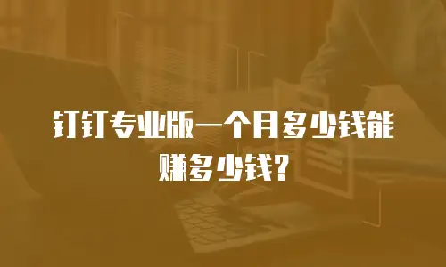 钉钉专业版一个月多少钱能赚多少钱？