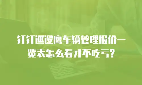 钉钉巡逻鹰车辆管理报价一览表怎么看才不吃亏？