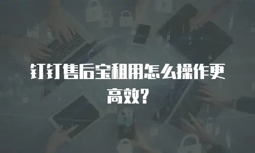 钉钉售后宝租用怎么操作更高效？