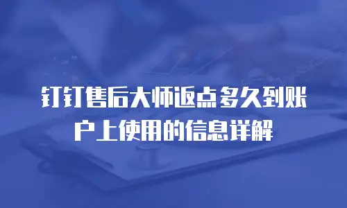 钉钉售后大师返点多久到账户上使用的信息详解