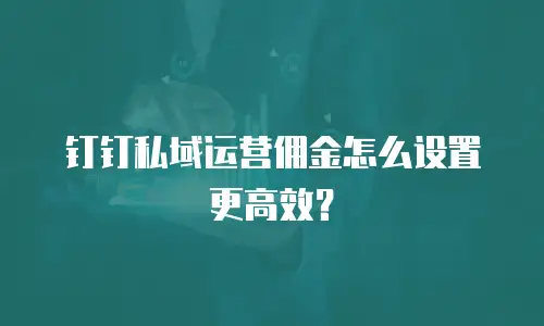 钉钉私域运营佣金怎么设置更高效？