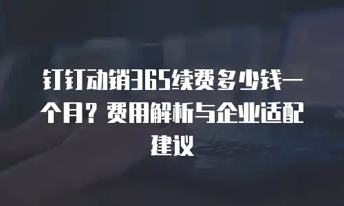 钉钉动销365续费多少钱一个月？费用解析与企业适配建议