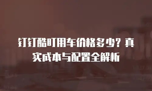 钉钉酷盯用车价格多少？真实成本与配置全解析