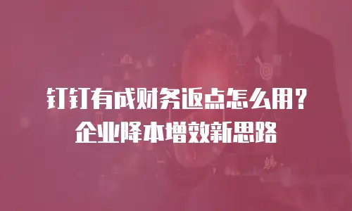 钉钉有成财务返点怎么用？企业降本增效新思路