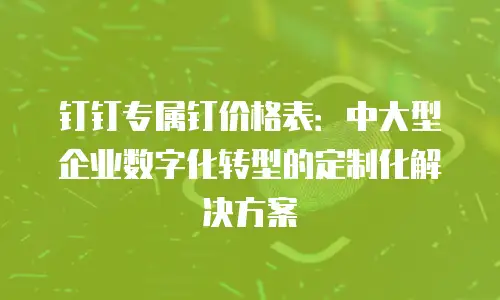 钉钉专属钉价格表：中大型企业数字化转型的定制化解决方案