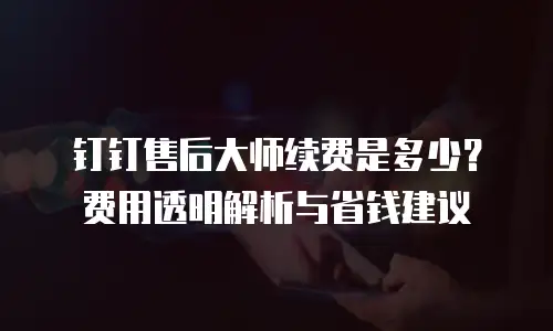 钉钉售后大师续费是多少？费用透明解析与省钱建议