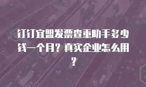 钉钉宜盟发票查重助手多少钱一个月？真实企业怎么用？