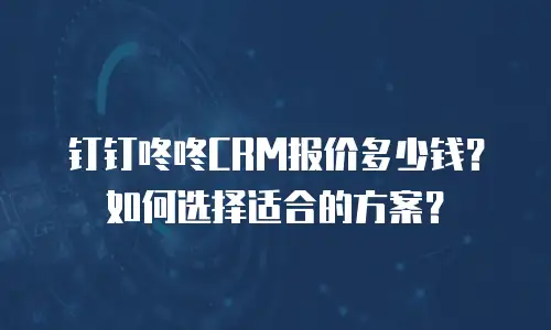 钉钉咚咚CRM报价多少钱？如何选择适合的方案？