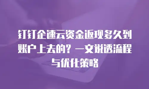 钉钉企速云资金返现多久到账户上去的？一文说透流程与优化策略