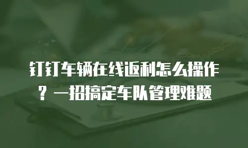 钉钉车辆在线返利怎么操作？一招搞定车队管理难题