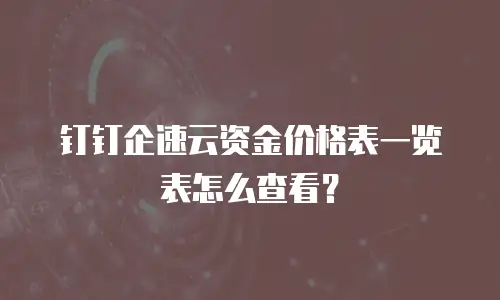 钉钉企速云资金价格表一览表怎么查看？