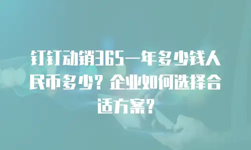钉钉动销365一年多少钱人民币多少？企业如何选择合适方案？