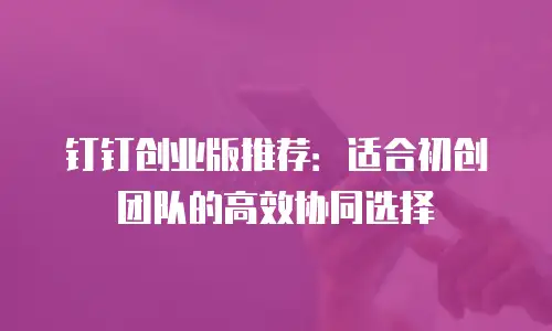 钉钉创业版推荐：适合初创团队的高效协同选择